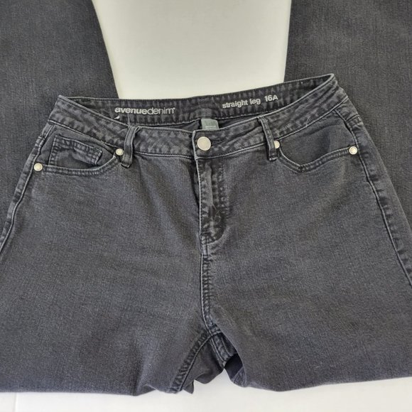 🎄Avenue Denim Womens Jeans 16 Average Straight Leg Black - Picture 2 of 9